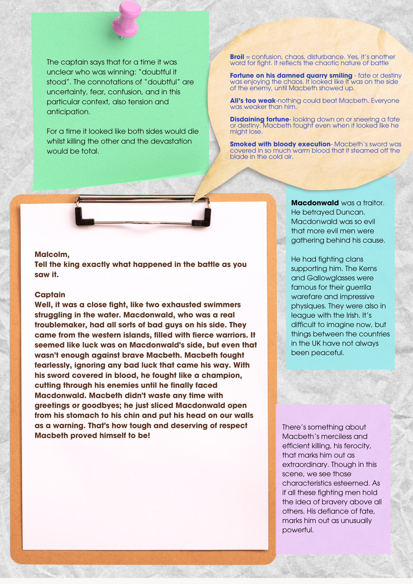 Macbeth - Study the extracts and key info.