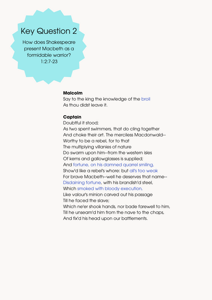 Macbeth - Study the extracts and key info.